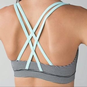 Lululemon Energy Bra Gingham Black Tranquil Blue